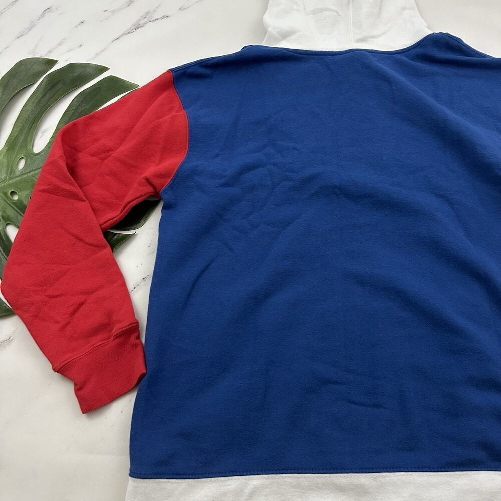 Disneyland Mens Color Block Hoodie Sweatshirt Size M Blue Red Mickey Pullover - Picture 11 of 12